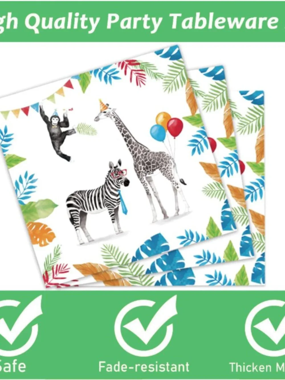 40Pcs Animals Birthday Party 7-inch Dessert Plates & Napkins for 20 Guests